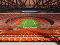 3D render of a round football stadium with orange seats Royalty Free Stock Photo