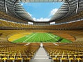 3D render of a round football stadium with yellow seats for hundred thousand fans Royalty Free Stock Photo