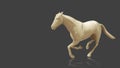 3D Render Running horse sculpture Model on Dark Grey background. Royalty Free Stock Photo