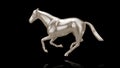 3D Render Running horse sculpture Model on Dark Grey background. Royalty Free Stock Photo