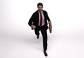 3D render : a running man in casual business suit with a briefcase in his hand