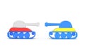 3d render russian and ukraine battle tank facing each other on white background