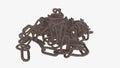 3d render Rusty Chain links isolated on white background Royalty Free Stock Photo