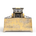 3D render of rusty yellow construction machinery isolated on a white background