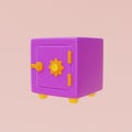 3d render safe box isolated on pastel background, minimal design,3d rendering