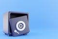 3d render safe box. 3d rendering safe box. 3d render blue safe box illustration