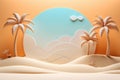 3d render of a sandy beach with palm trees and a blue sky Royalty Free Stock Photo
