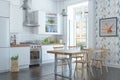 3d render of the Scandinavian apartment with kitchen Royalty Free Stock Photo