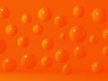 3D render of scattered orange balls levitating on orange