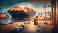 3d render A scene of a container port with a focus on compliance