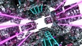 3d render of sci-fi tunnel. Digital background virtual reality, computer generated. Information technology concept