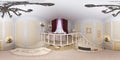 3d render of a seamless 360 degree panorama interior design of a girls bedroom in a private house Royalty Free Stock Photo