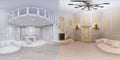 3d render of a seamless 360 degree panorama interior design of a girls bedroom in a private house Royalty Free Stock Photo