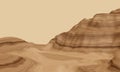 3D render sedimentary mountain. Sandstone hill