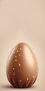 3D Render of Sesame Chocolate Egg Against Pastel Brown Background And Copy Space. Happy Easter