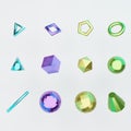 3d render - Set of colorful abstract geometric shapes.