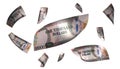 3D Render Set of Flying Guyana 1000 Dollars Money Banknote