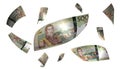3D Render Set of Flying Guyana 1000 Dollars Money Banknote Royalty Free Stock Photo