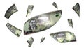 3D Render Set of Flying Israel 50 New Shekels Money Banknote