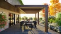 3d render of set table on outdoor private garden terrace