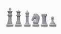 3d render of a set of white chess pieces on a white background Royalty Free Stock Photo