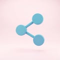 A 3d render of a share icon, symbolizing connection and distribution, on a soft pink background Royalty Free Stock Photo