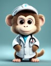 3D render of monkey wearing health worker\'s uniform