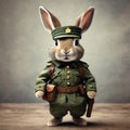 3D render of rabbit wearing army uniform Royalty Free Stock Photo