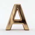 3D Render of Shiny Gold Letter A on White Background Royalty Free Stock Photo
