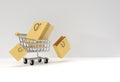 3D Render Shopping Cart With Shopping Bag Icon illustration Design