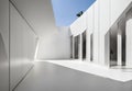 creative modern architecture, white structure with white walls and floor, 3d render Royalty Free Stock Photo