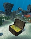 Pirate`s treasure chest under the sea