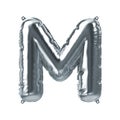 3D Render of silver inflatable foil balloon letter M. Party decoration element