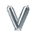 3D Render of silver inflatable foil balloon letter V. Party decoration element