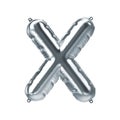 3D Render of silver inflatable foil balloon letter X. Party decoration element