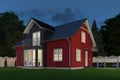 3d render - single family house - night