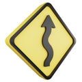 3D render sinuous road sign icon isolated on white background