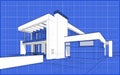 3D render sketch of modern cozy house