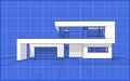 3D render sketch of modern cozy house Royalty Free Stock Photo