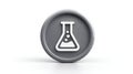 3D Render of Gray Round Button with White Erlenmeyer Flask Icon Royalty Free Stock Photo