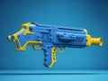 3D render slice of water gun over blue background ai generated