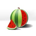 3D render slice and watermelon part