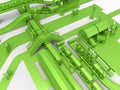 3D render - small green metallic rail station