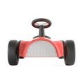 3D render of a small red plastic toy car parked on a white surface Royalty Free Stock Photo