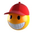 Smile Emoji face with baseball cap. Royalty Free Stock Photo