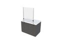 3D render of Sneeze or droplet guard with front table fastening or the front of a desk or table on white background