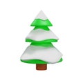 3D render snow Christmas tree in clay style