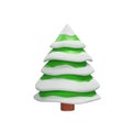 3D render snow christmas tree in clay style