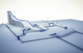 3d illustration of a Snowboard and freestyle Ramp