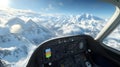 3D Render Snowy Mountain Cockpit View Royalty Free Stock Photo